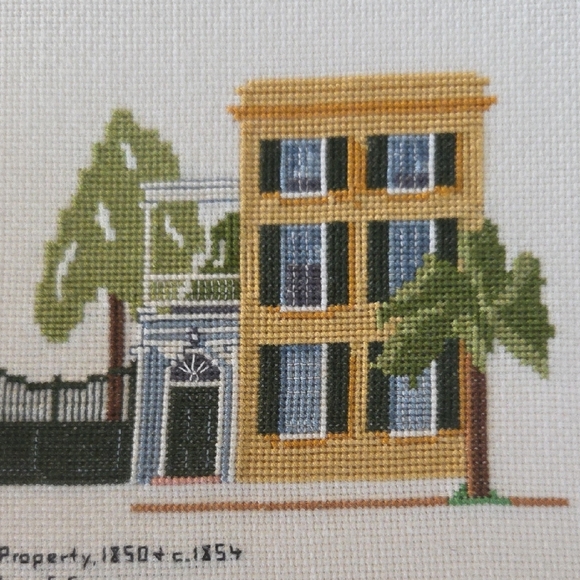 Hand Crafted Purple and Gold Charleston Row House Needlework - Picture 5 of 7